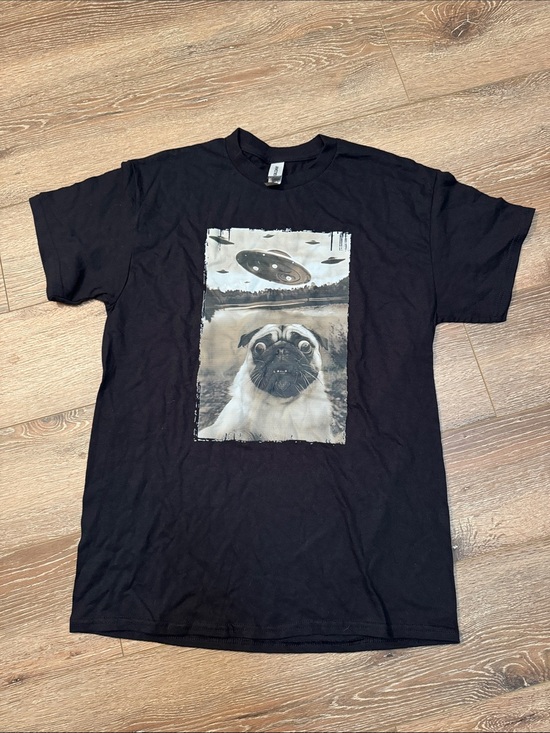 Other - Black Pug UFO Graphic Dog T-Shirt Size: Medium